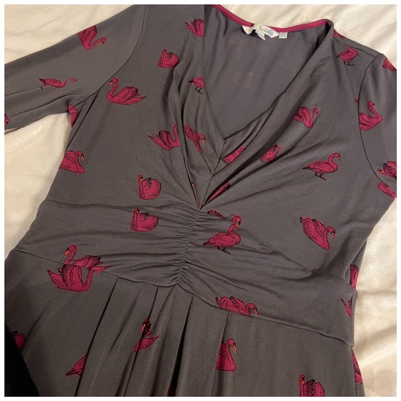 054 Boden Marion swan print dress 6 - Picture 6 of 7